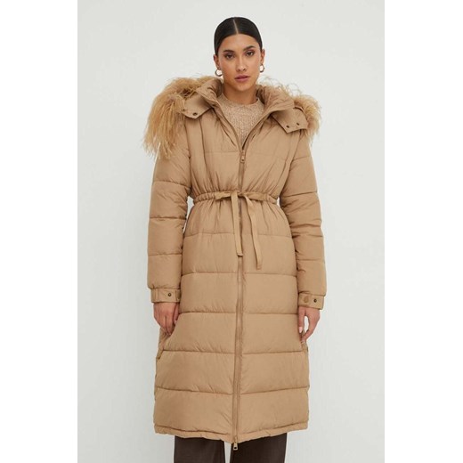 Twinset kurtka damska kolor beżowy zimowa ze sklepu ANSWEAR.com w kategorii Kurtki damskie - zdjęcie 163847723