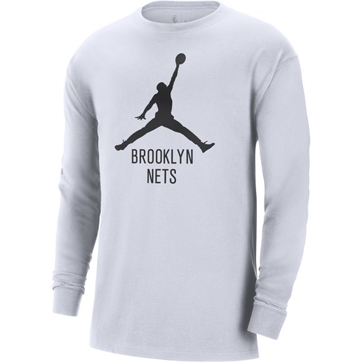 Męski T-shirt z długim rękawem Jordan NBA Brooklyn Nets Essential - Biel ze sklepu Nike poland w kategorii T-shirty męskie - zdjęcie 163849872
