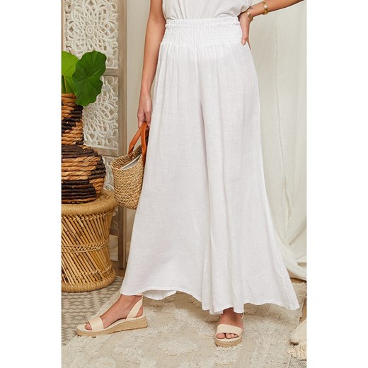 Lin Passion Lniane spodnie w kolorze białym ze sklepu Limango Polska w kategorii Spodnie damskie - zdjęcie 163850852