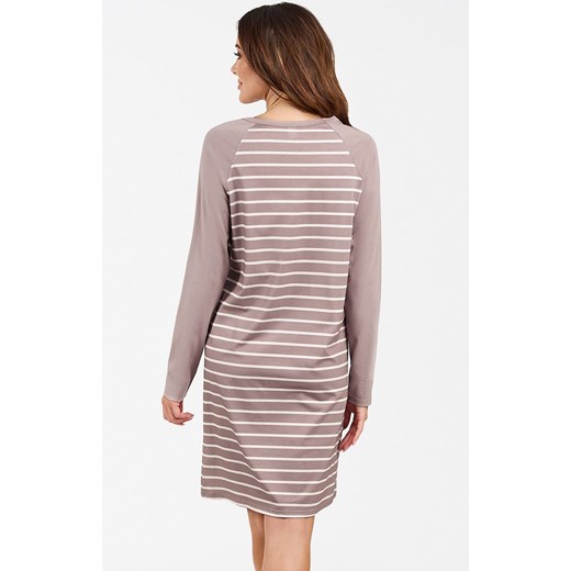Koszula nocna damska cappuccino na długi rękaw Oda, Kolor cappuccino, Rozmiar M, Italian Fashion ze sklepu Primodo w kategorii Koszule nocne - zdjęcie 163853061
