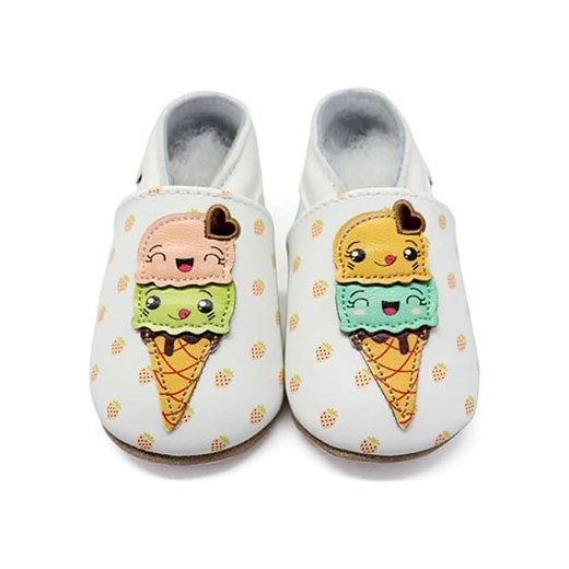 Lait et Miel Skórzane buty &quot;Ice Cream&quot; ze wzorem do raczkowania ze sklepu Limango Polska w kategorii Kapcie dziecięce - zdjęcie 163878212