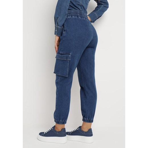 Niebieskie Jeansy z Gumką w Pasie Joggery z Szerokimi Kieszeniami Killey XL wyprzedaż Born2be Odzież