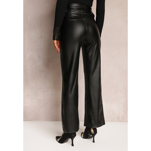 Czarne Szerokie Spodnie z Ekoskóry High Waist Dodamani Renee S promocja Renee odzież
