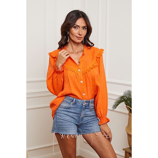 La Compagnie Du Lin Lniana bluzka w kolorze pomarańczowym ze sklepu Limango Polska w kategorii Koszule damskie - zdjęcie 163894951