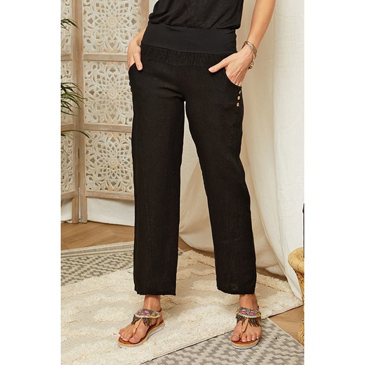 Lin Passion Lniane spodnie w kolorze czarnym ze sklepu Limango Polska w kategorii Spodnie damskie - zdjęcie 163895592