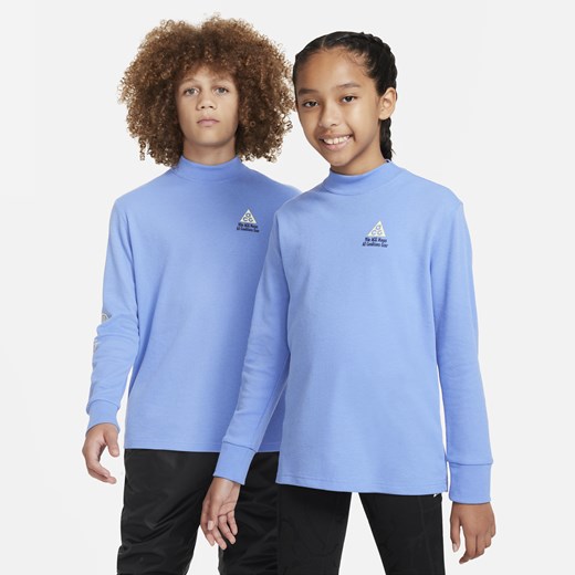 Luźna koszulka z długim rękawem dla dużych dzieci z tkaniny waflowej Nike ACG - Niebieski ze sklepu Nike poland w kategorii T-shirty chłopięce - zdjęcie 163919561