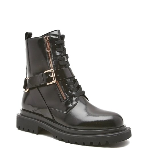 Workery damskie czarne Marc Cain jesienne casual sznurowane skórzane