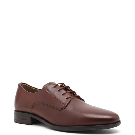 Buty eleganckie męskie BOSS HUGO brązowe sznurowane 