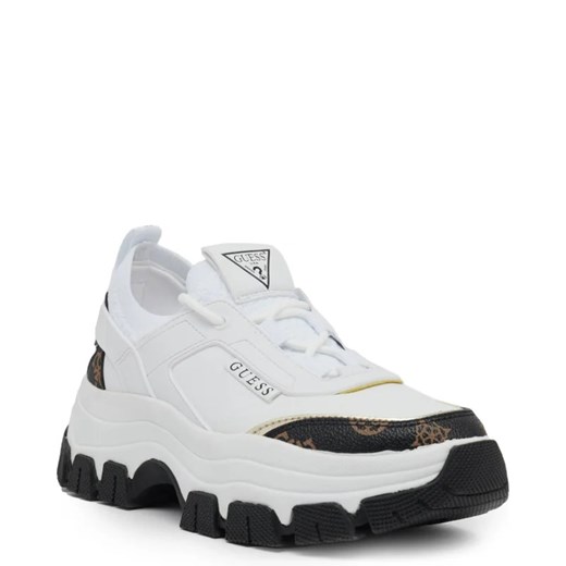 Buty sportowe damskie białe Guess sneakersy sznurowane z tkaniny