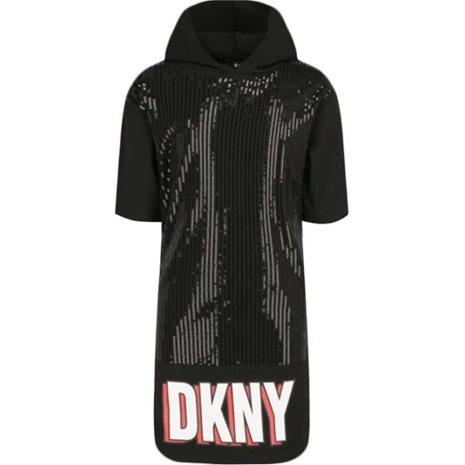 Sukienka dziewczęca czarna DKNY z poliamidu
