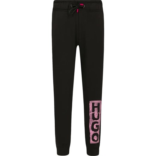Czarne spodnie dziewczęce Hugo Kids 