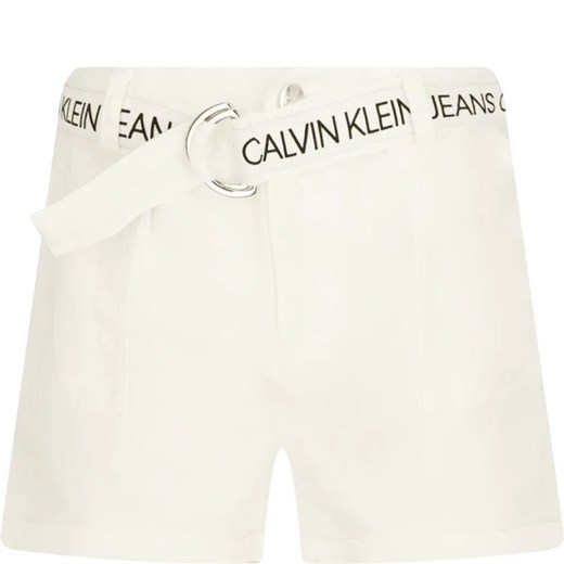 Spodenki dziewczęce białe Calvin Klein z napisem 