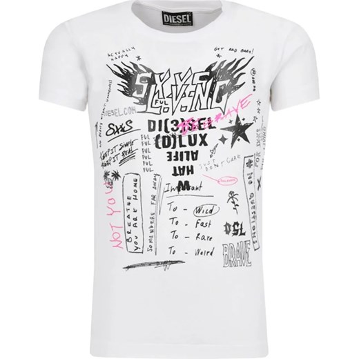 Diesel T-shirt TSILYEXA | Regular Fit ze sklepu Gomez Fashion Store w kategorii Bluzki dziewczęce - zdjęcie 163949273
