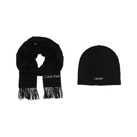 Calvin Klein Szal + czapka | z dodatkiem wełny Calvin Klein Uniwersalny promocja Gomez Fashion Store