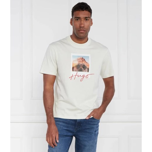 T-shirt męski Hugo Boss z krótkim rękawem biały w stylu młodzieżowym 