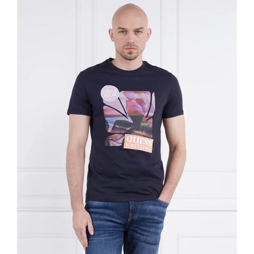 GUESS JEANS T-shirt SUNSET FLOWER | Slim Fit S Gomez Fashion Store wyprzedaż