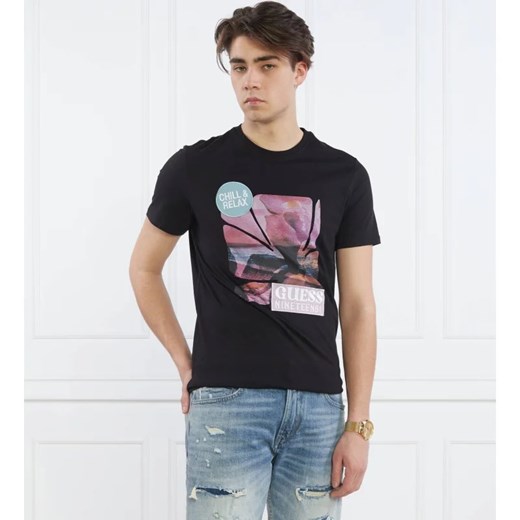 GUESS T-shirt SUNSET FLOWER | Slim Fit ze sklepu Gomez Fashion Store w kategorii T-shirty męskie - zdjęcie 163959342