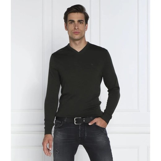 Calvin Klein sweter męski w serek czarny casual 