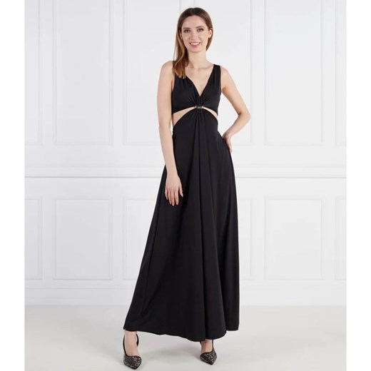 Sukienka Pinko z poliamidu czarna maxi w serek