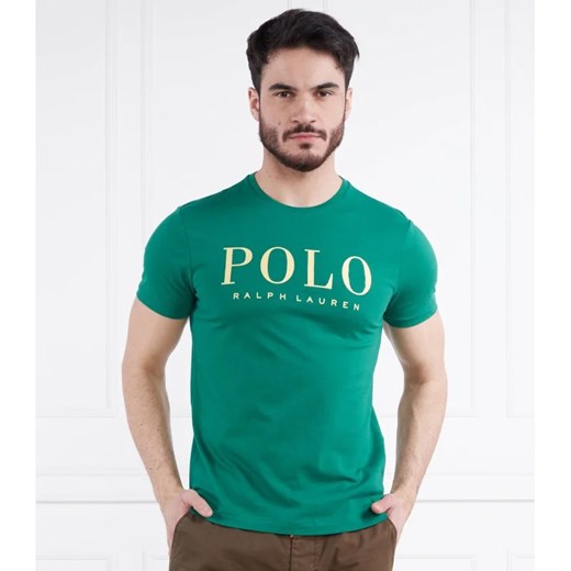 Polo Ralph Lauren t-shirt męski zielony z krótkim rękawem na wiosnę 