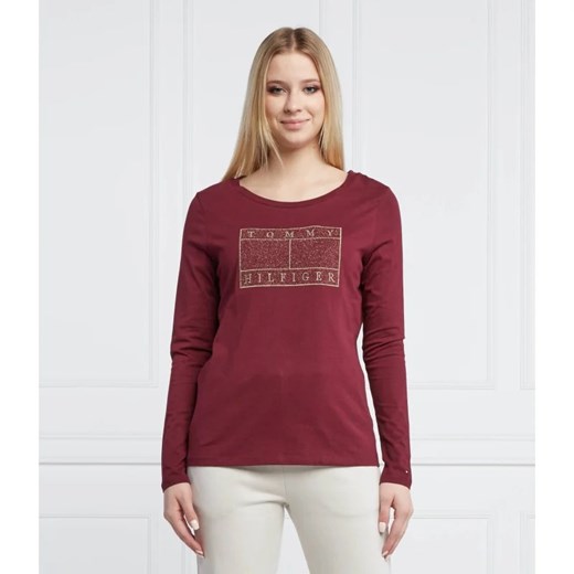 Bluzka damska Tommy Hilfiger z długimi rękawami z bawełny z okrągłym dekoltem