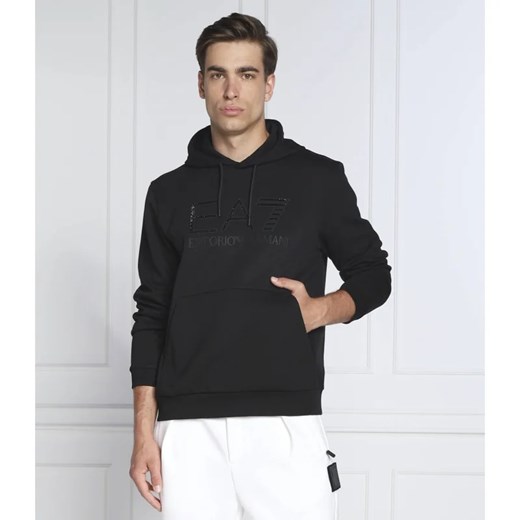 Bluza męska czarna Emporio Armani z napisami bawełniana casual