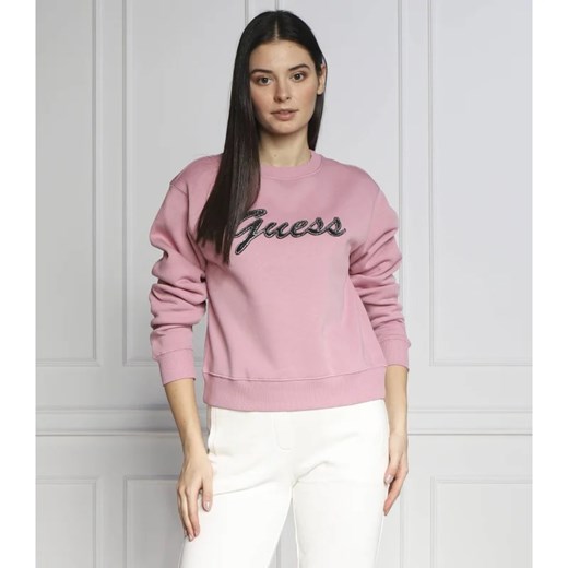 Bluza damska Guess z bawełny różowa z napisem