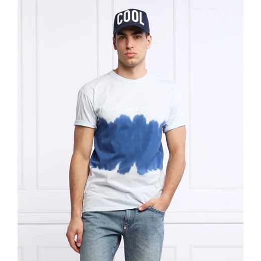 T-shirt męski Karl Lagerfeld niebieski z krótkimi rękawami