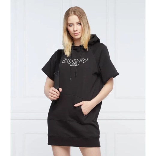 Sukienka DKNY z bawełny mini z krótkim rękawem