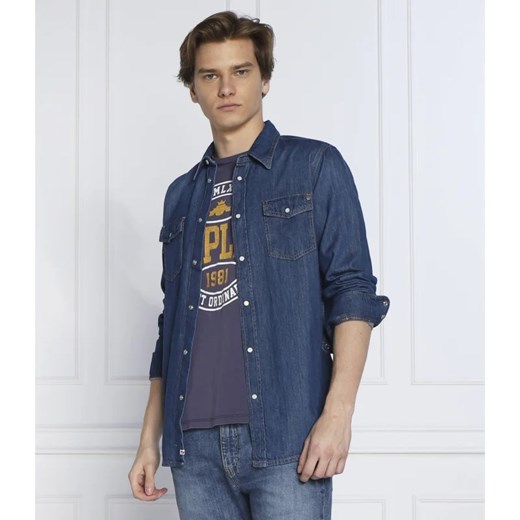 Koszula męska Pepe Jeans casualowa niebieska bawełniana z klasycznym kołnierzykiem