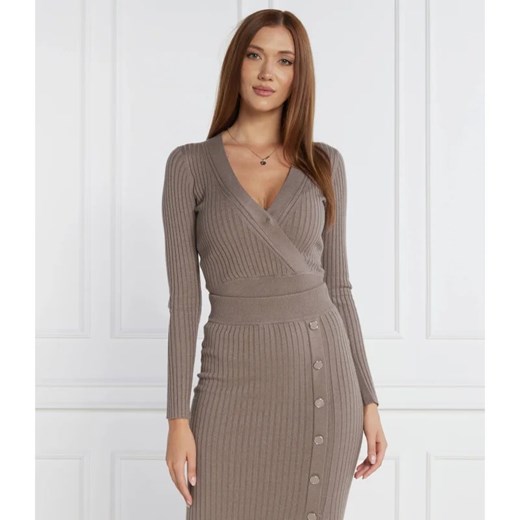 Bluzka damska Guess brązowa w serek