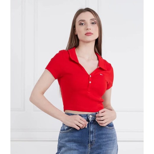 Bluzka damska Tommy Jeans bawełniana z kołnierzykiem