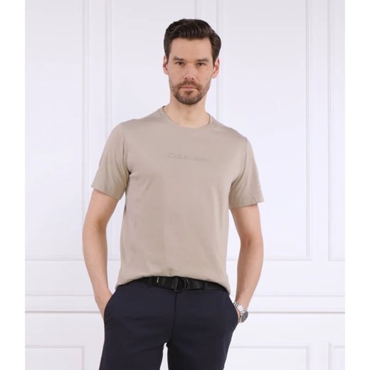 T-shirt męski Calvin Klein beżowy z bawełny 