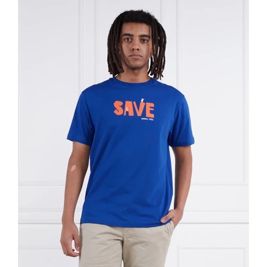 T-shirt męski niebieski Save The Duck z napisami 