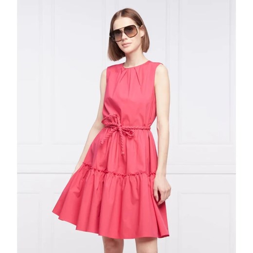 Sukienka Red Valentino rozkloszowana różowa z okrągłym dekoltem