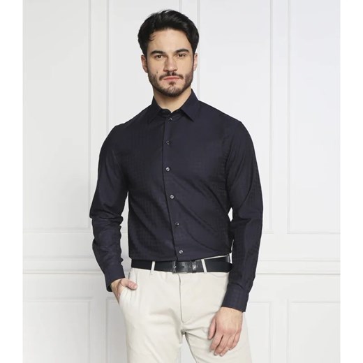 Koszula męska czarna Emporio Armani z długim rękawem z bawełny