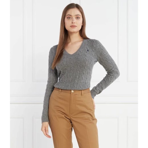 Sweter damski Polo Ralph Lauren z dekoltem w serek szary 