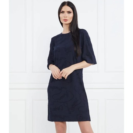 Sukienka Emporio Armani z okrągłym dekoltem mini z długim rękawem