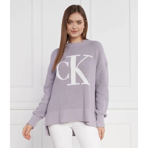 Sweter damski Calvin Klein fioletowy bawełniany 