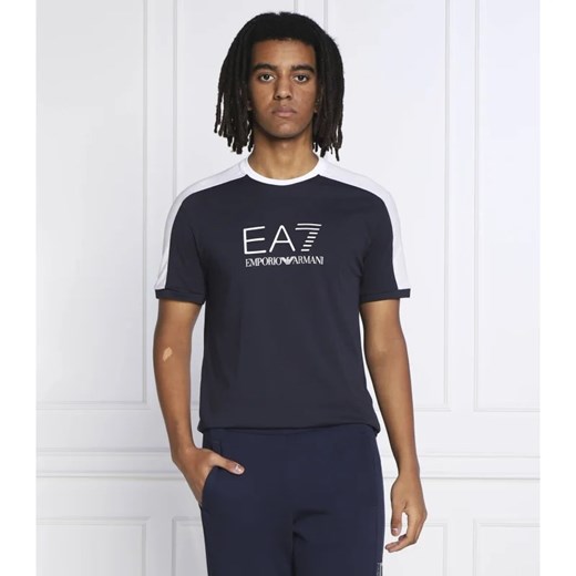 T-shirt męski Emporio Armani z krótkim rękawem granatowy na wiosnę