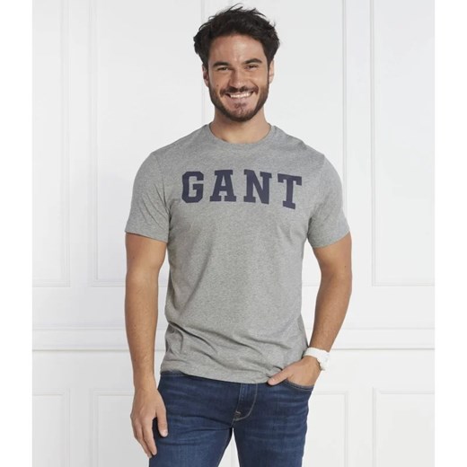 T-shirt męski Gant z napisem bawełniany z krótkimi rękawami 