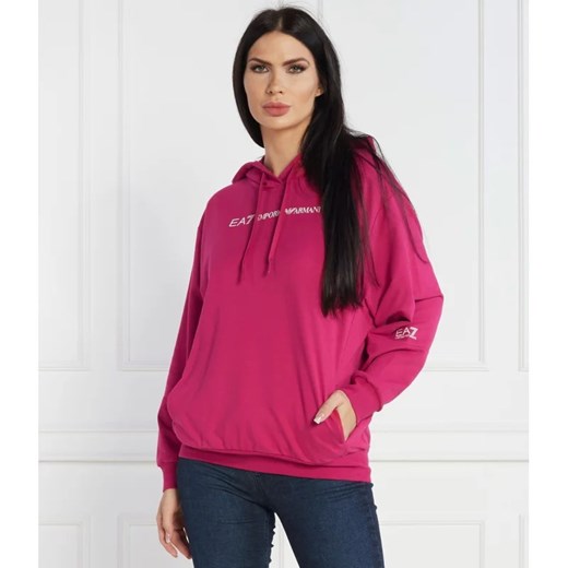 Bluza damska różowa Emporio Armani bawełniana z napisami casualowa