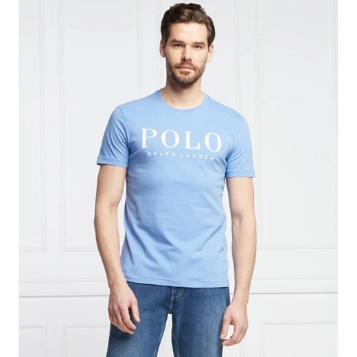 Niebieski t-shirt męski Polo Ralph Lauren z napisem