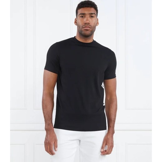 Czarny t-shirt męski Karl Lagerfeld z krótkimi rękawami bawełniany 