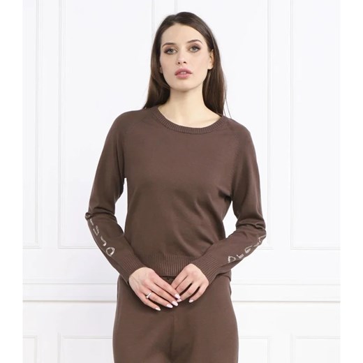Sweter damski brązowy Liu Jo z okrągłym dekoltem 