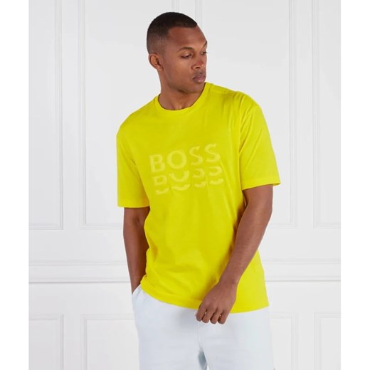 Żółty t-shirt męski BOSS HUGO jesienny 