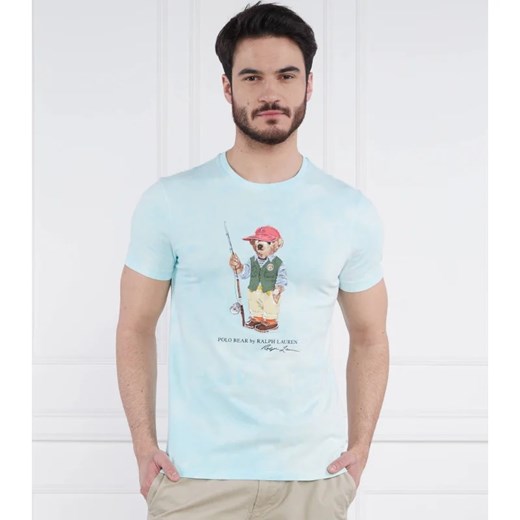 T-shirt męski niebieski Polo Ralph Lauren z krótkimi rękawami w stylu młodzieżowym