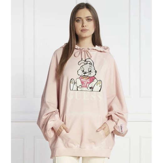 GUESS JEANS Bluza xbrandalised leon washed bunny | Oversize fit Uniwersalny Gomez Fashion Store