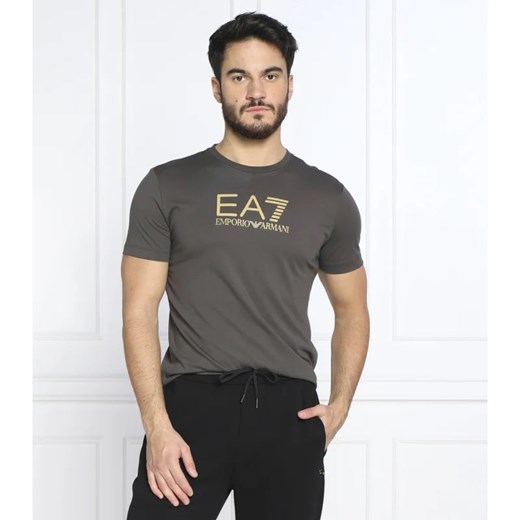 T-shirt męski zielony Emporio Armani z napisem z krótkim rękawem