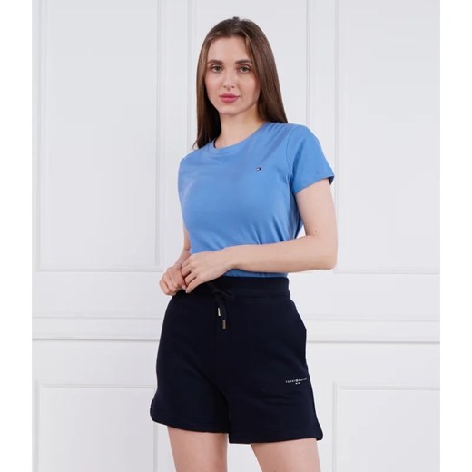 Bluzka damska Tommy Hilfiger na wiosnę z okrągłym dekoltem z krótkimi rękawami